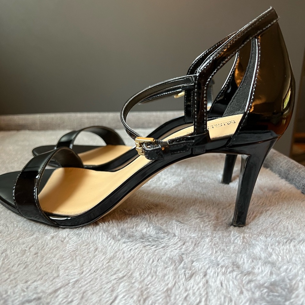 Michael Kors Black Patent Leather Heels with Ankle Strap